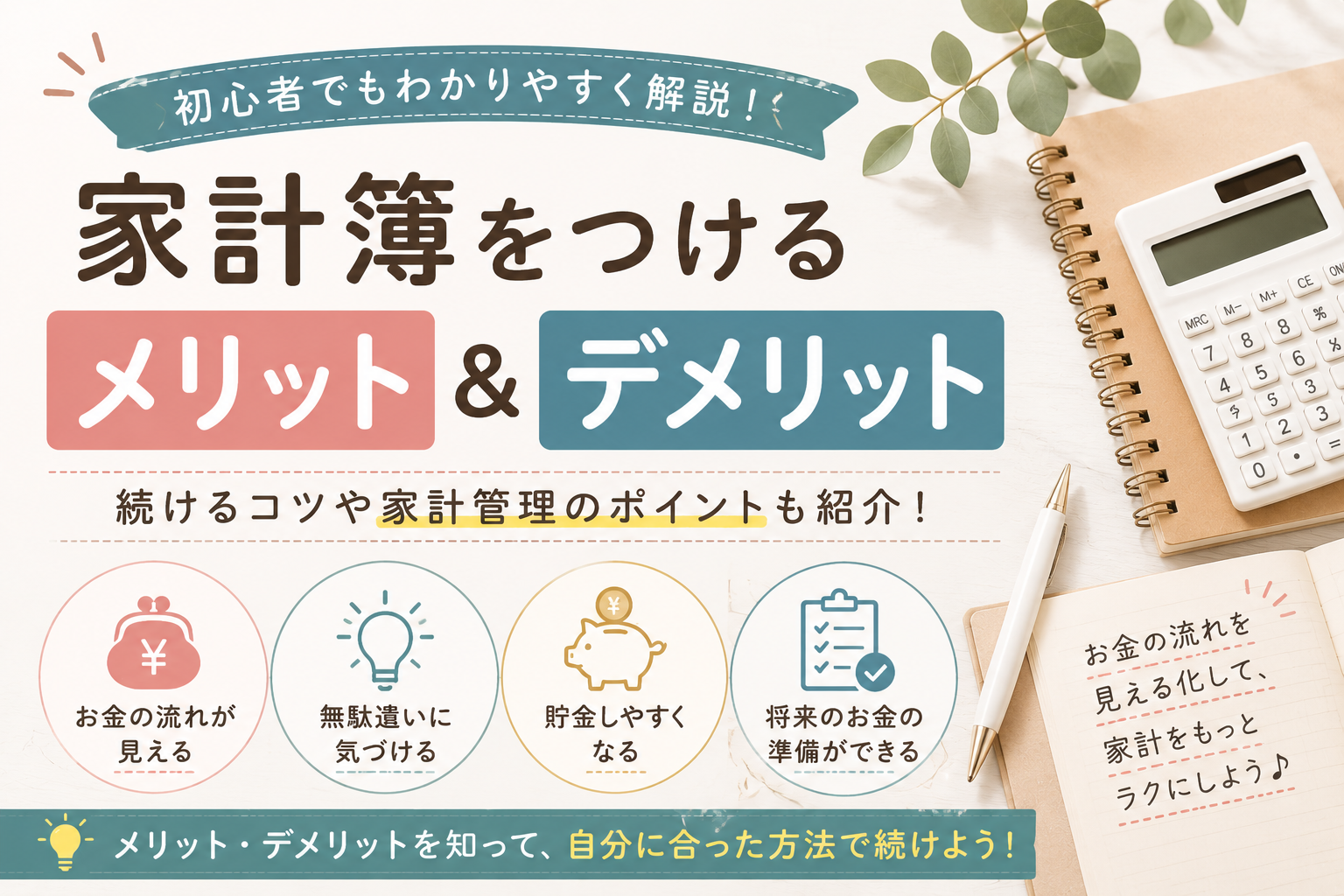 家計簿をつけるメリット・デメリット｜続かない人でも家計管理がラクになるコツ