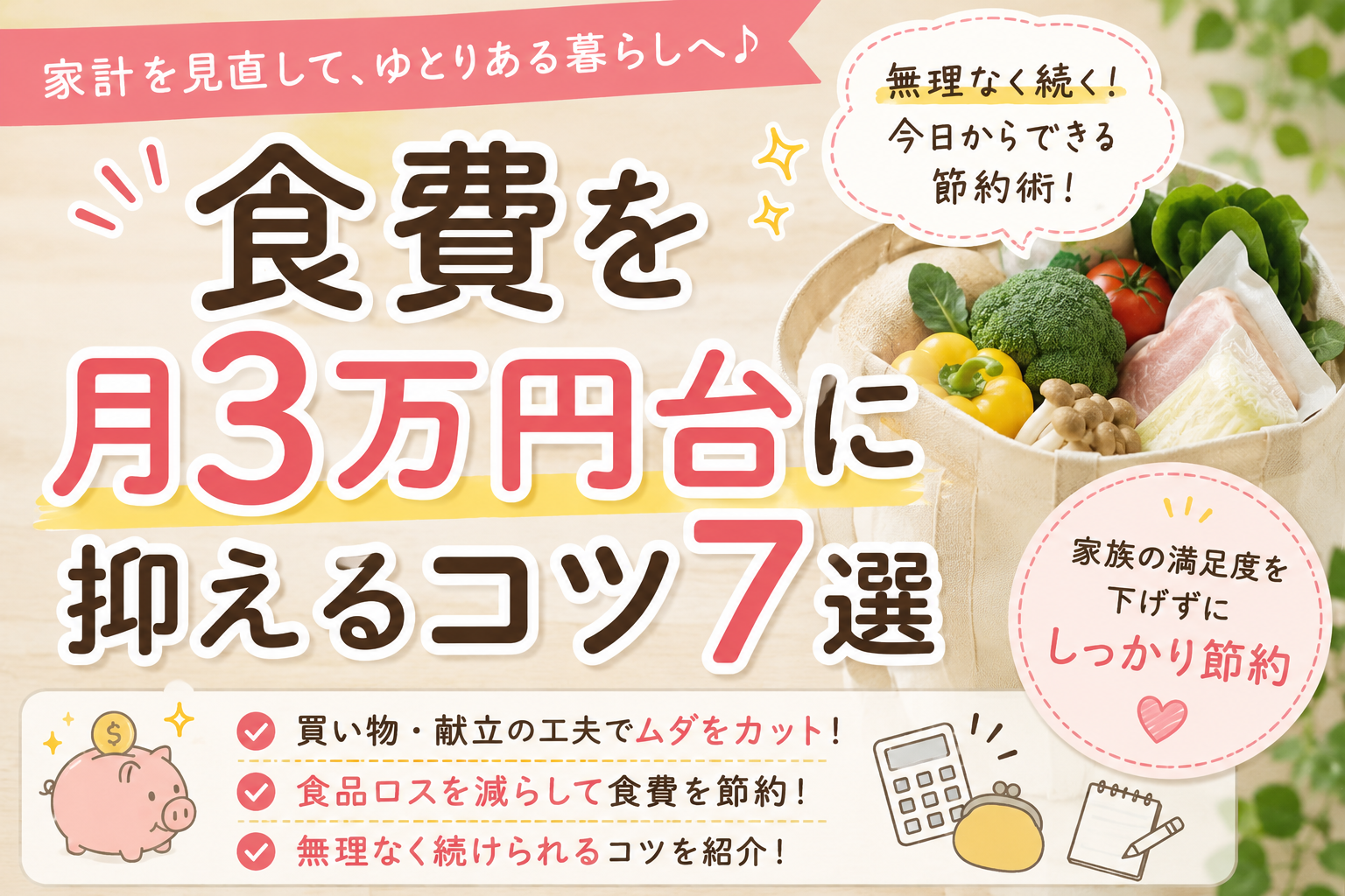 食費を月3万円台に抑えるコツ7選｜無理なく節約して家計にゆとりを作る方法