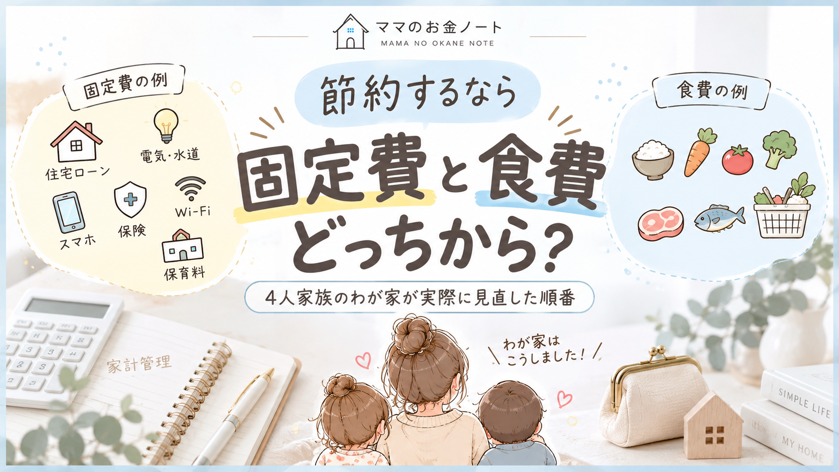 節約するなら固定費と食費どっちから？4人家族のわが家が実際に見直した順番