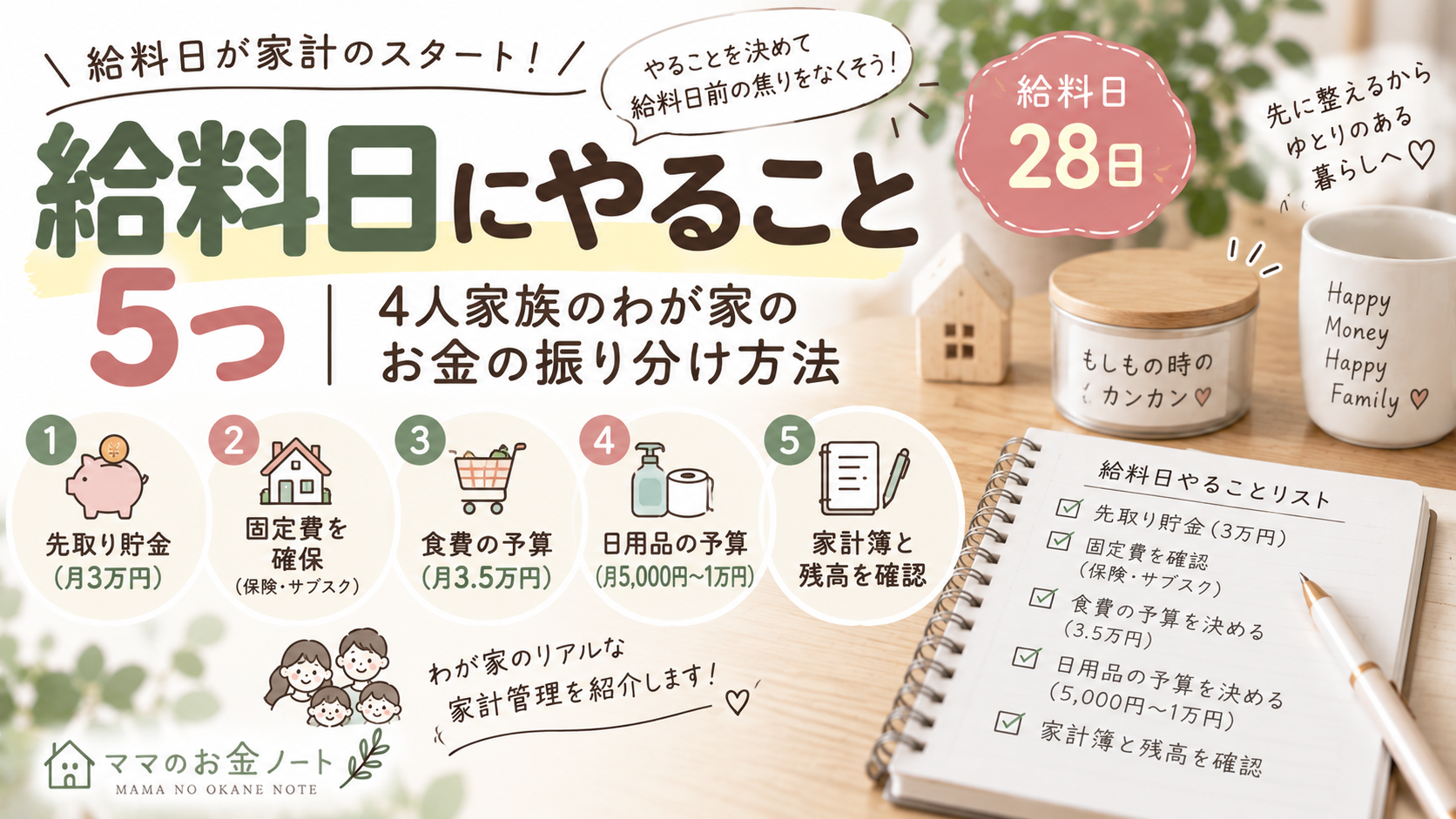 給料日にやること｜4人家族のわが家のお金の振り分け方法