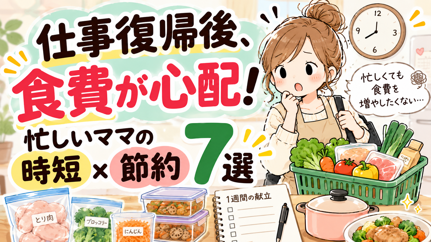 仕事復帰後の食費を増やさない方法7選｜忙しい子育て家庭の買い物・献立の工夫