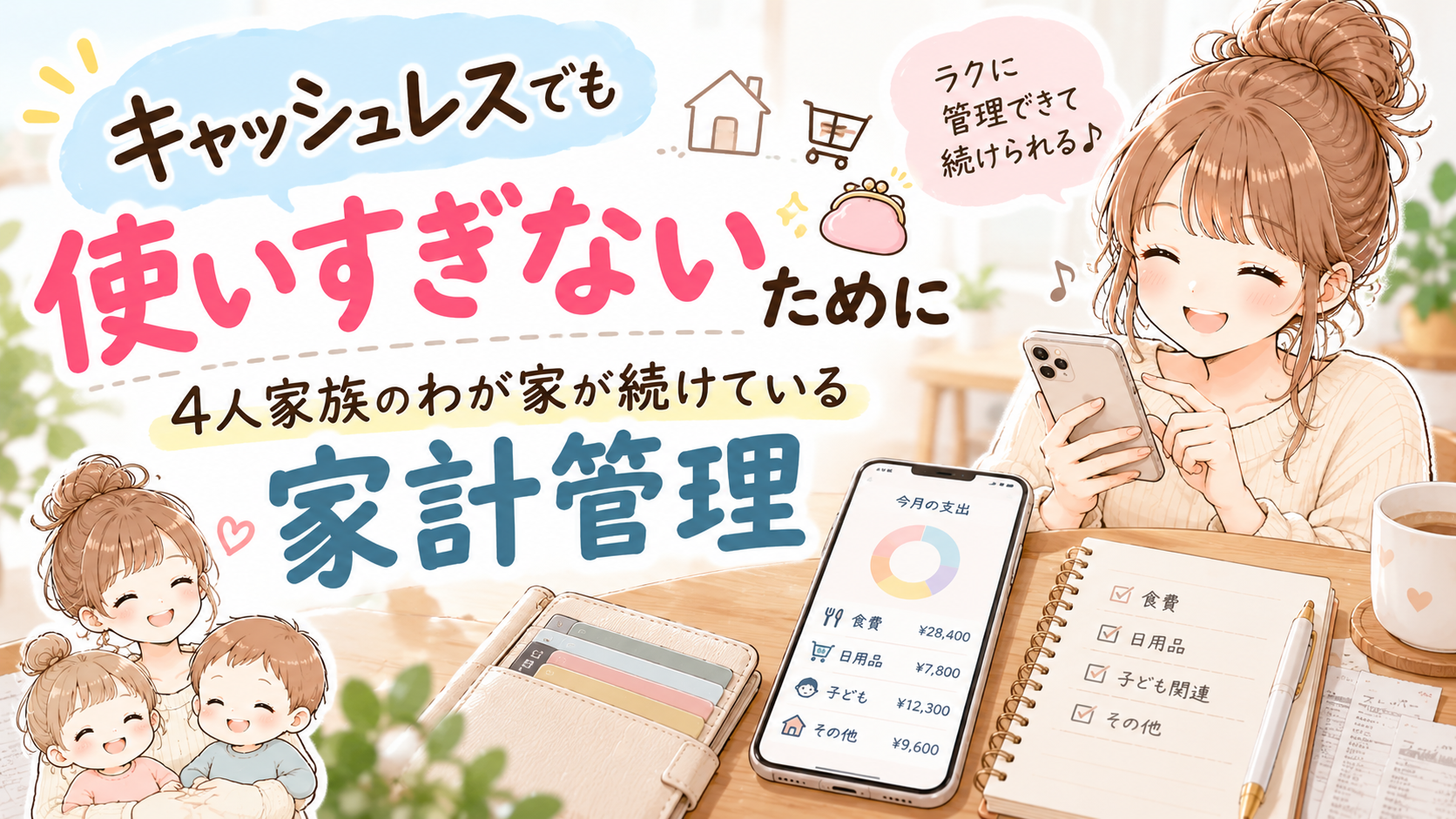 キャッシュレスでも使いすぎないために｜4人家族のわが家が続けている家計管理